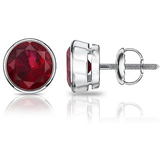 Astrological  stone ruby/manik stone stud earrings original & certified   ruby(manik) stone silver earrings BY CEYLONMINE