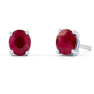 Ruby Stud Silver Earrings Lab Certified & Effective stone Ruby Stylish Silver Earrings BY CEYLONMINE