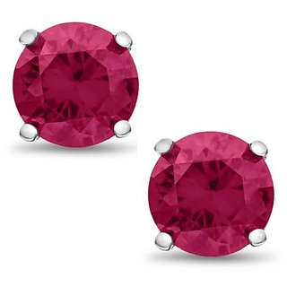 CEYLONMINE- Ruby silver earrings IGI Ruby stone stylish stud earrings for Women & Girls