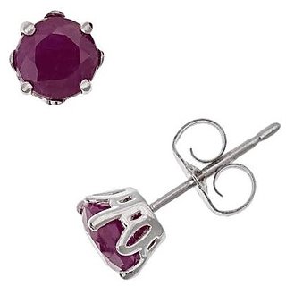CEYLONMINE- Ruby silver earrings IGI Ruby stone stylish stud earrings for Women & Girls