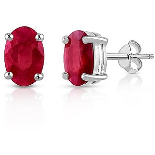Ruby Stud Silver Earrings Lab Certified & Effective stone Ruby Stylish Silver Earrings BY CEYLONMINE