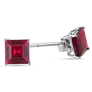 Ruby stone 92.5 sterling silver earrings for women & Girls Precious & astrological stone ruby(manik) stud earrings BY CEYLONMINE