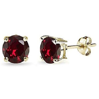 Ruby/manik stud earrings lab certified & precious stone ruby(chuni)stone earrings in Gold Plated by CEYLONMINE
