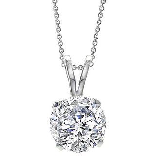 CEYLONMINE Certified single diamond stone silver metal pendant American Daimond stone locket/pendant for women & girls