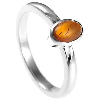 CEYLONMINE- Original  Natural stone Amber silver Plated Finger Ring With Lab Certificate Unheated  Untreated stone Amber ring for unisex