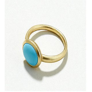Ceylonmine- Natural Firoza (Turquoise) Stone Gold Plated Ring Lab Certified Turquoise 7.25 Carat Gemstone Ring For Unisex