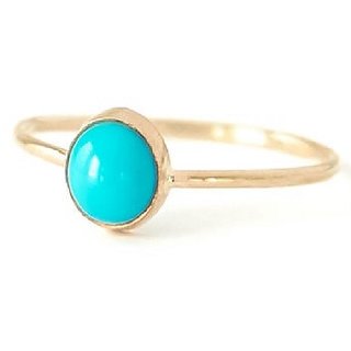 Ceylonmine- Certified 7.25 Carat Turquoise Ring In Panchdhatu/Gold Plated Good Quality & Lab Certified Firoza Adjustable Ring For Unisex
