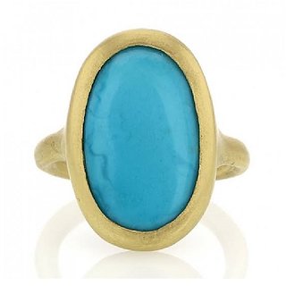 Ceylonmine- Turquoise Firoza 7.25 Ratti Stone Panchdhatu(Gold Plated Ring) Adjustable Ring Igi Turquoise Gemstone Stylish Ring For Astrological Purpose