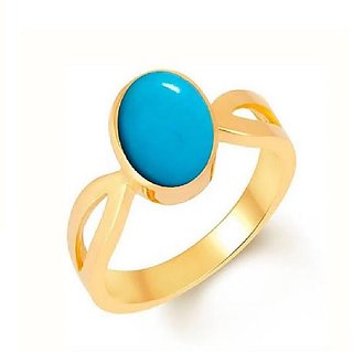 Ceylonmine-Turquoise/Firoza 7.25 Ratti Stone Gold Plated Ring(Firoza Anguthi) Igi Turquoise Good Quality Stone Ring For Men & Women