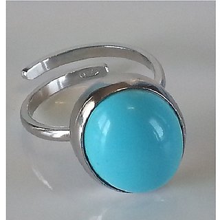 Turquoise/Firoza 5.25 Ratti Stone 92.5 Sterling Silver Ring(Firoza Anguthi) Igi Turquoise Good Quality Stone Ring For Men & Women By Ceylonmine