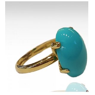 Ceylonmine 9.25 Ratti Turquoise Stone Ring Unheated & Lab Certified Stone Firoza Stone For Unisex