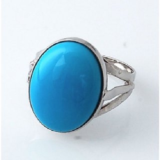 Ceylonmine- 92.5 Sterling Silver Turquoise Firoza Ring Unheated & Original Gemstone 7.25 Carat Finger Pure Silver Ring For Unisex