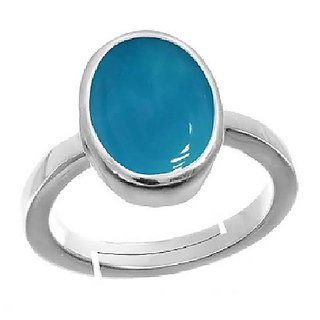 Ceylonmine-Turquoise/Firoza 6.25 Ratti Stone 92.5 Sterling Silver Ring(Firoza Anguthi) Igi Turquoise Good Quality Stone Ring For Men & Women