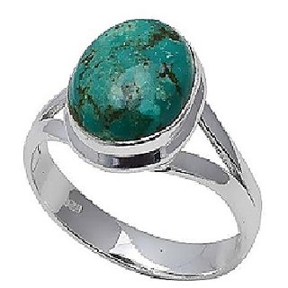 Ceylonmine- 92.5 Sterling Silver Turquoise Firoza Ring Unheated & Original Gemstone 8.25 Carat Finger Pure Silver Ring For Unisex