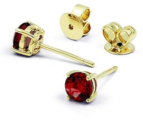 Original Gomed/Hessonite Gemstone Stud Gold Plated Earrings For Women & Girls By Ceylonmine