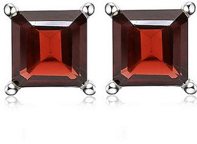 Original Gomed/Hessonite Gemstone Stud Silver Earrings For Women & Girls By Ceylonmine