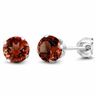 92.5 Sterling Silver Gomed(Garnet) Earrings Unheated & Lab Certified Hessonite Stud Earrings By Ceylonmine