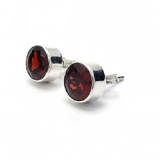 Natural & Original Hessonite/Gomed Stud Silver Designer Earrings For Women & Girls By Ceylonmine