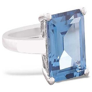 Ceylonmine- Igi Blue Topaz Stone Stylish Ring Silver 7.75 Carat Topaz Sterling Silver Ring For Men  Women