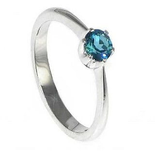 Ceylonmine- Semi- Precious Stone Blue Topaz Silver/White Gold Plated Finger Ring Natural Topaz Stone Designer Ring For Unisex