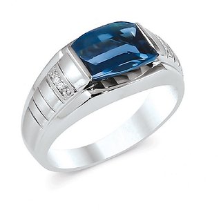Ceylonmine 5.25 Carat Blue Topaz 92.5 Sterling Silver Ring With Lab Certificate For Astrological Purpose For Unisex