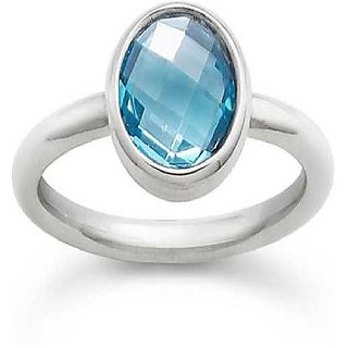 Ceylonmine - 6.25 Ratti Blue Topaz Sterling Silver Ring With Lab Certificate For Astrological Purpose