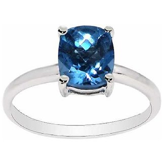 Ceylonmine- Blue Topaz Stylish Ring 7.25 Carat Unheated Igi Topaz Sterling Silver Designer Ring For Unisex