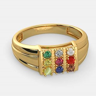 Original Natural Navratna Stone Finger Gold Plated Ring For Unisex Unheated  Untreated Precious Gemstone Ring By Ceylonmine