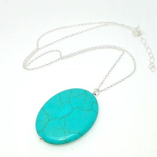 Ceylonmine -Natural Firoza Firoza Pendant For Girls & Women Stylish Firoza Silver Pendant 7.25 Ratti