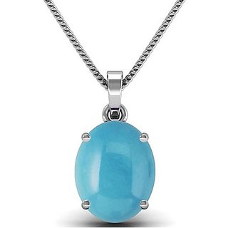 Ceylonmine -Natural Firoza Pendant Original & Unheated Stone 7.25 Ratti ( Firoza Firoza ) Silver Pendant For Unisex