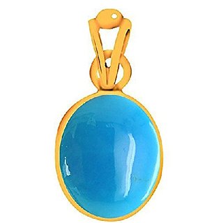 Ceylonmine- 9.25 Ratti Turquoise Pendant Stone Original & Gli Certified Stone Firoza Gold Plated Pendant For Women & Girls