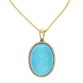 Ceylonmine -Natural Turquoise Pendant Original & Unheated Stone 9.25 Ratti ( Firoza Turquoise ) Gold Plated Pendant For Unisex