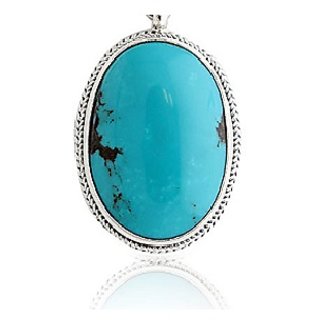 Ceylonmine Natural Firoza Pendant Original  Unheated Stone 9.25 Ratti ( Firoza Firoza ) Silver Pendant For Unisex