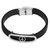 Shiv Jagdamba Biker And Sport Wristband Peace Sign Leather Stainless Steel Wristband Adjustable Bracelet Silver & Black Leather & Stainless Steel Bracelet For Men And Women