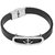 Shiv Jagdamba Biker And Sport Wristband Anchor Leather Stainless Steel Wristband Adjustable Bracelet Silver & Black Leather & Stainless Steel Bracelet For Men And Women