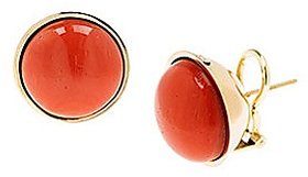 Ceylonmine - Red Coral Stud Earring Precious Gemsotne Munga Gold Plated Earring For Women