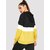 Vivient Women's Black White Mustured Raglan Sleeve Pocket Hoodie