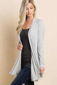 Vivient Women Grey Full Sleeve Long Shrug