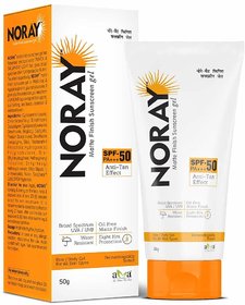 Noray Matte Finish Broad Spectrum Sunscreen Gel, Spf-50, Pa+++ With Anti Tan Effect - 50G.