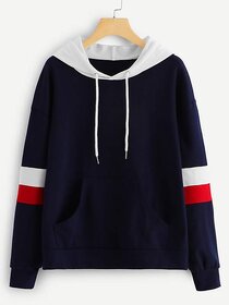 Vivient Women Navy Plain White Hoodie.