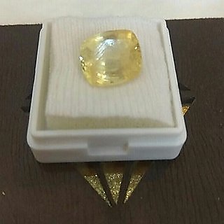 Yellow sapphire stone unheated  untreated pukhraj gemstone 8.25 ratti for unisex by Ceylonmine