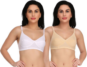 Empisto Branded White,Skin Color Cotton Fabric Bra