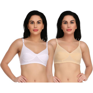 Empisto Branded White,Skin Color Cotton Fabric Bra