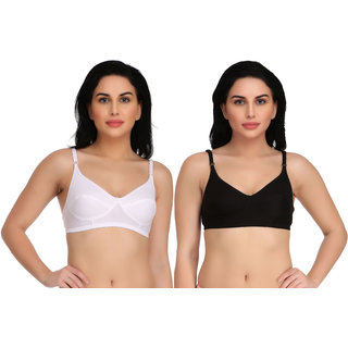 Empisto Branded White,Black Color Cotton Fabric Bra