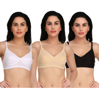 Empisto Branded White,Skin,Black Color Cotton Fabric Bra