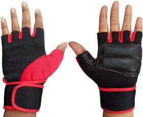Liboni D-106 Gym Gloves/Cycling Gloves/Riding Gloves/Stretchable Size For Both Men And Women, Red Colour
