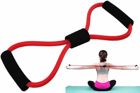 Liboni Red Resistance Tube With Foam Handles, Stretchable Pull Rope Rubber Exerciser For Workout For Men Women