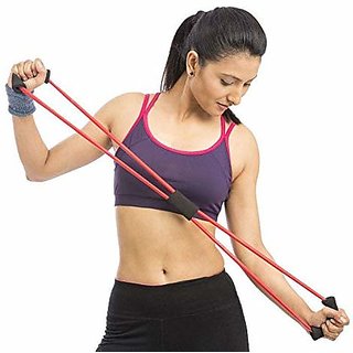 Buy Liboni Red Resistance Tube With Foam Handles, Stretchable Pull Rope ...