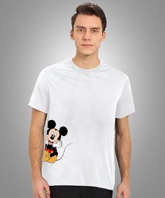 Grubstaker Men's White Colour Half Sleeve T-Shirts