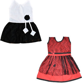 Dakshan Collections Self Design Cotton Frocks Girls ( Combi Pack Of 2)